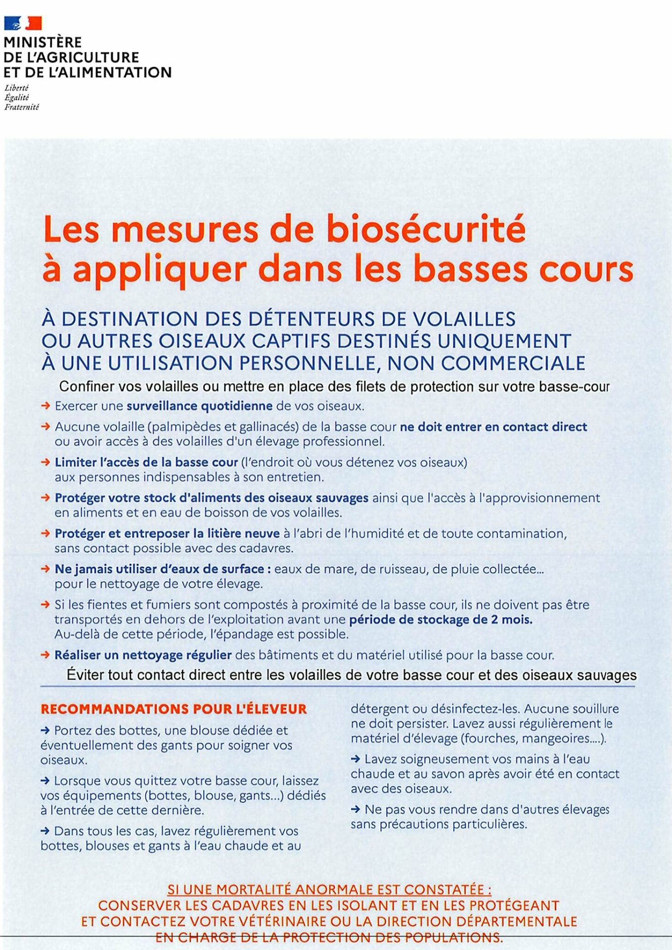 Mesures de biosécurité